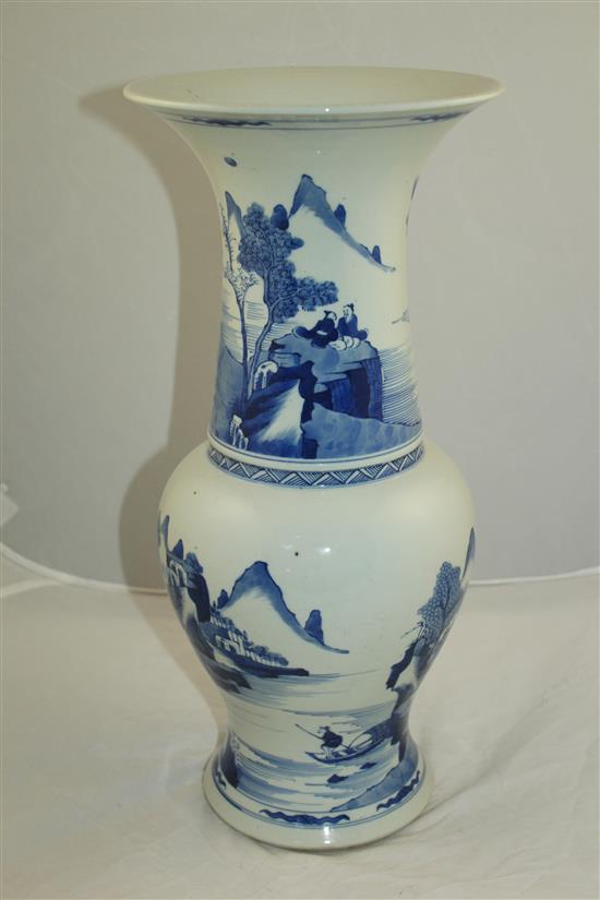 A Chinese blue and white yen yen vase, in Kangxi style, 45cm